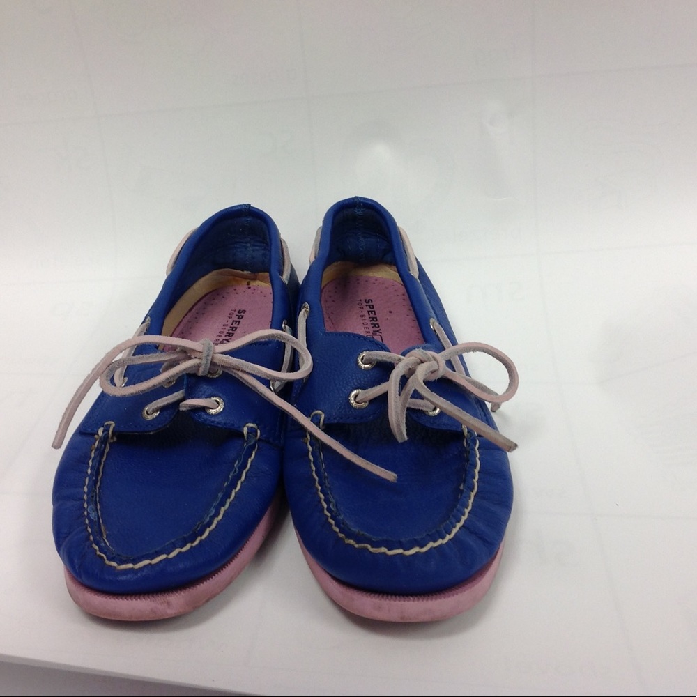 Sperry Blue Pink Shoes Top-Sider Leather Flats
